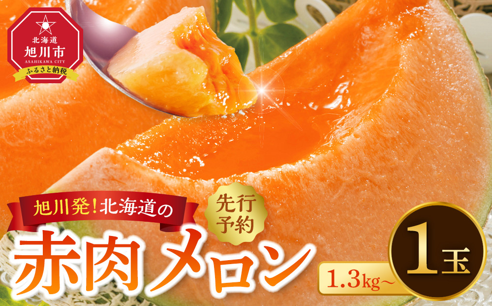【先行予約】旭川発！北海道の赤肉メロン1玉（1玉標準 1.3kg以上）(2025年6月下旬より発送開始予定) _05230