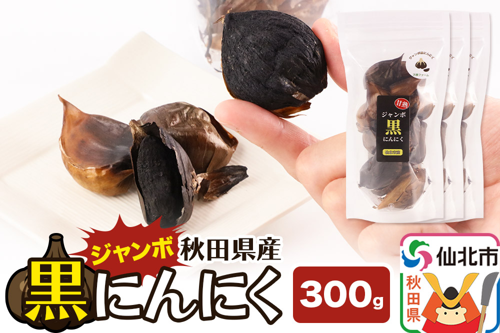 秋田県産 ジャンボ黒にんにく 300g×1パック