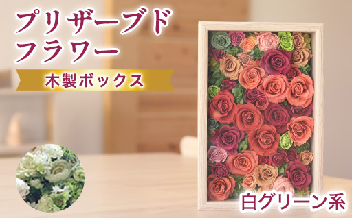 プリザーブドフラワーアレンジ(額装）大　(グリーン・白系)
