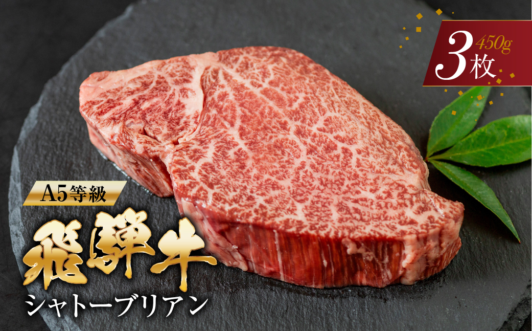[A5等級] 飛騨牛 シャトーブリアンステーキ 3枚 |牛肉 肉 和牛 国産牛 牛肉 肉 ステーキ ヒレ ヒレステーキ 冷凍 岐阜 本巣市 トキノ屋 食品