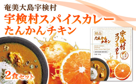 宇検村 スパイスカレー たんかんチキン (2食セット) 本格 レトルト カレー たんかん チキン 奄美大島 グルテンフリー 化学調味料不使用 宇検村 鹿児島
